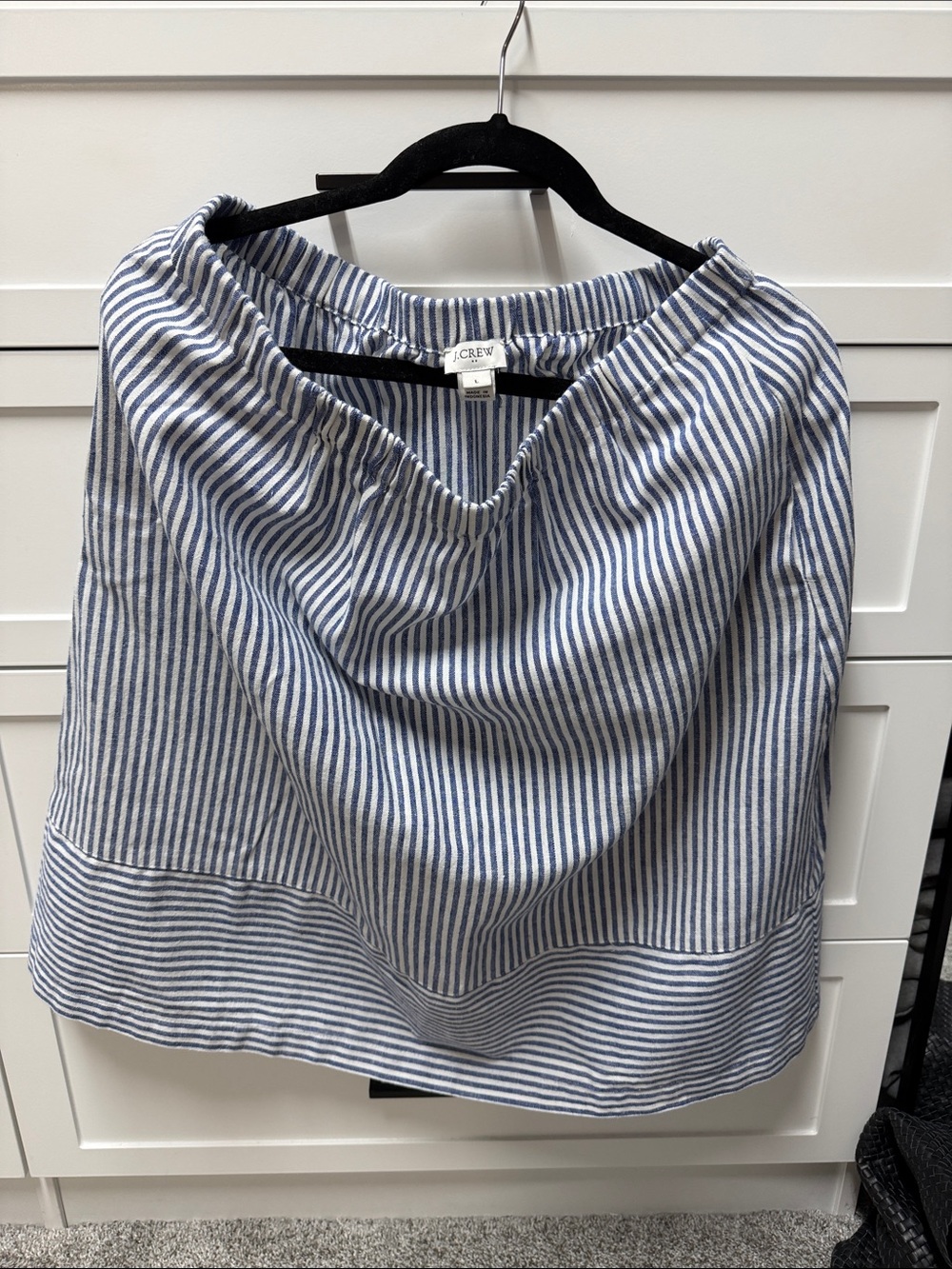 J. Crew Blue and White Striped Mini Skirt